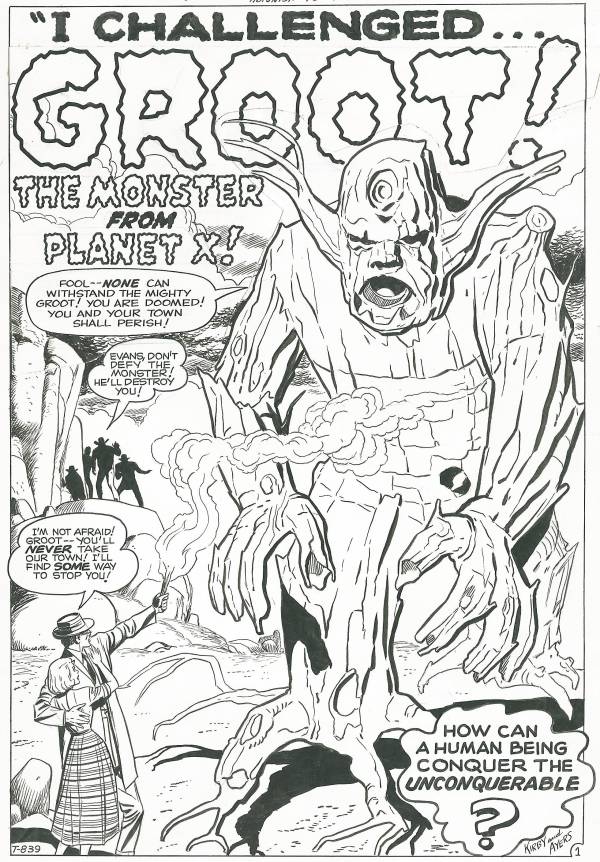 Original art of Groot by Jack Kirby.