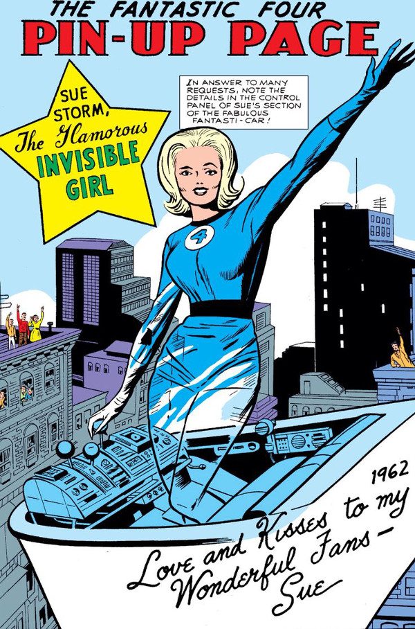 Invisible Woman pin-up by Jack Kirby.